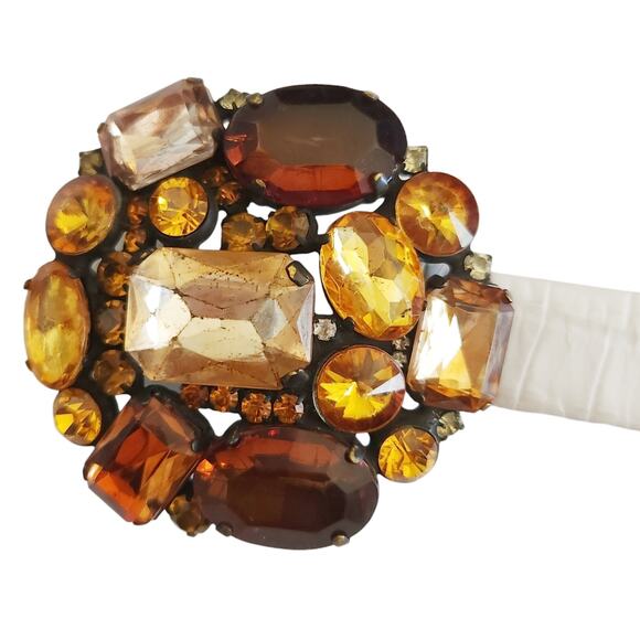 FABRIZIO MANCINI white leather croc embossed jewel buckle skinny belt 80 S / M - Picture 3 of 5